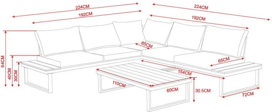 Záhradná sedacia súprava MODENA - Sivá