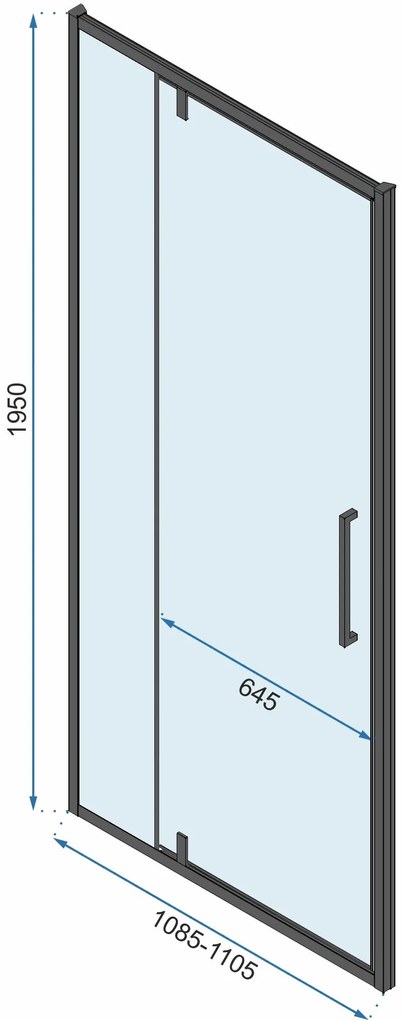 Rea Rapid Swing, rohový sprchovací kút 100(dvere) x 100(stena), 6mm číre sklo, čierny profil, KPL-009930