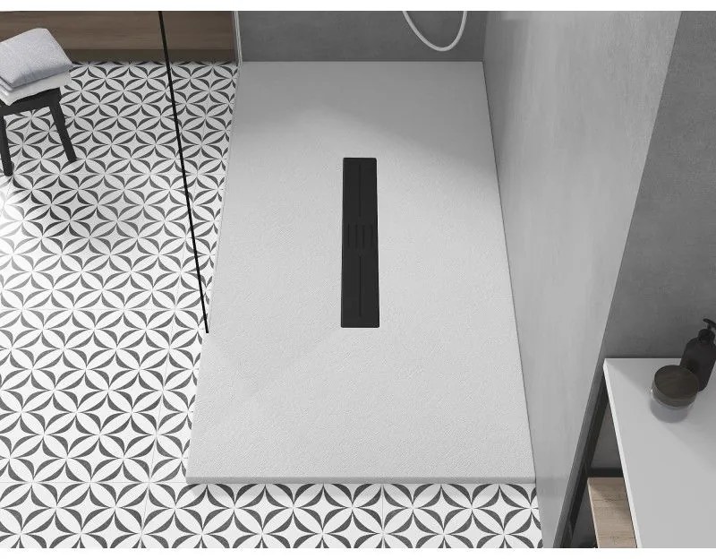 Mexen Toro, SMC obdĺžniková sprchová vanička 150 x 80 cm, biela, čierna krytka, 43108015-B