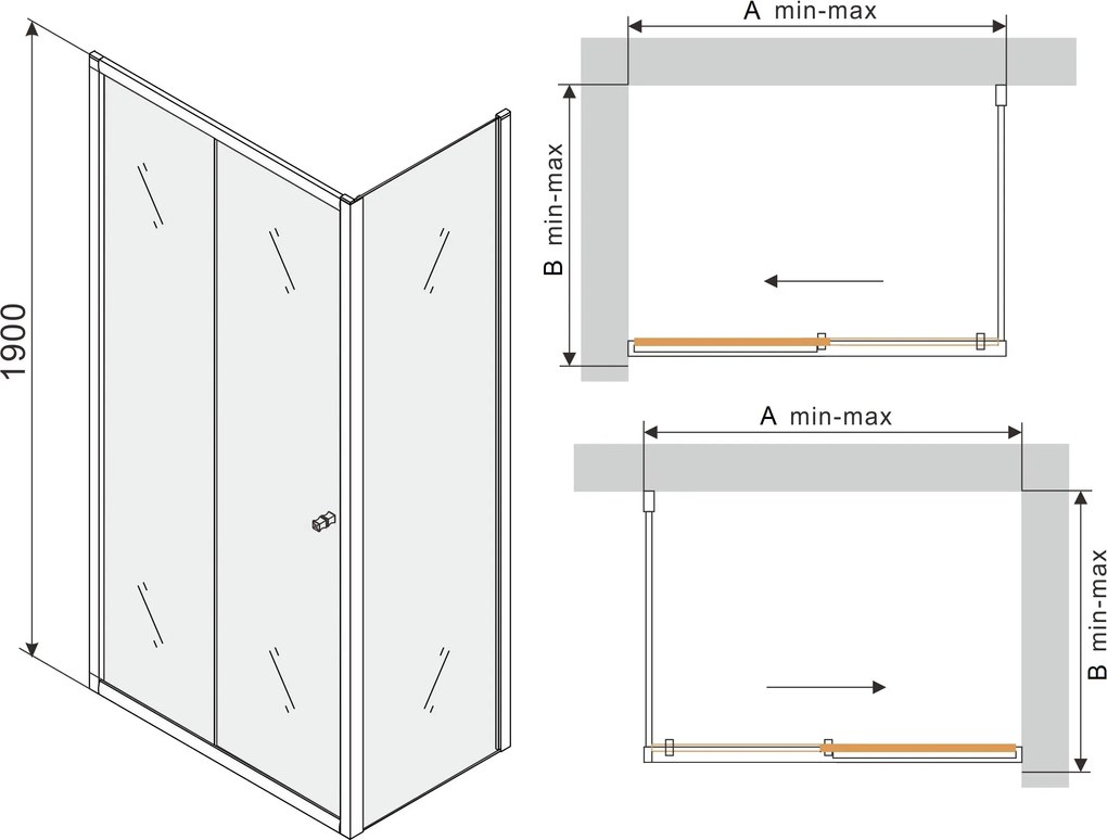 Sprchovací kút maxmax APIA - 140x90 cm - BLACK