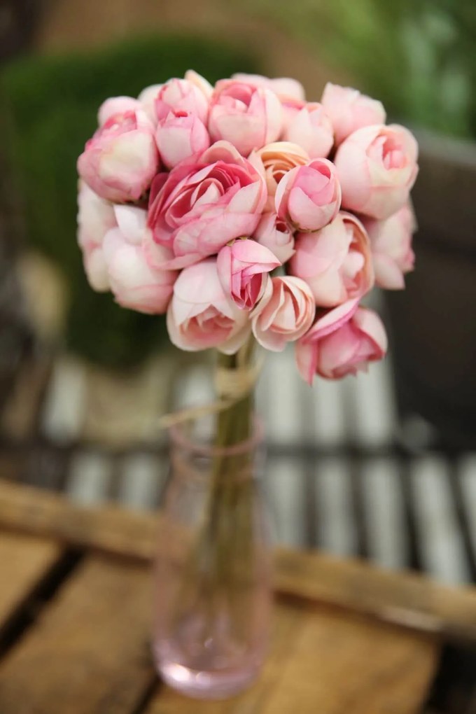 Ružová umelá kytica ranunculusov 20cm