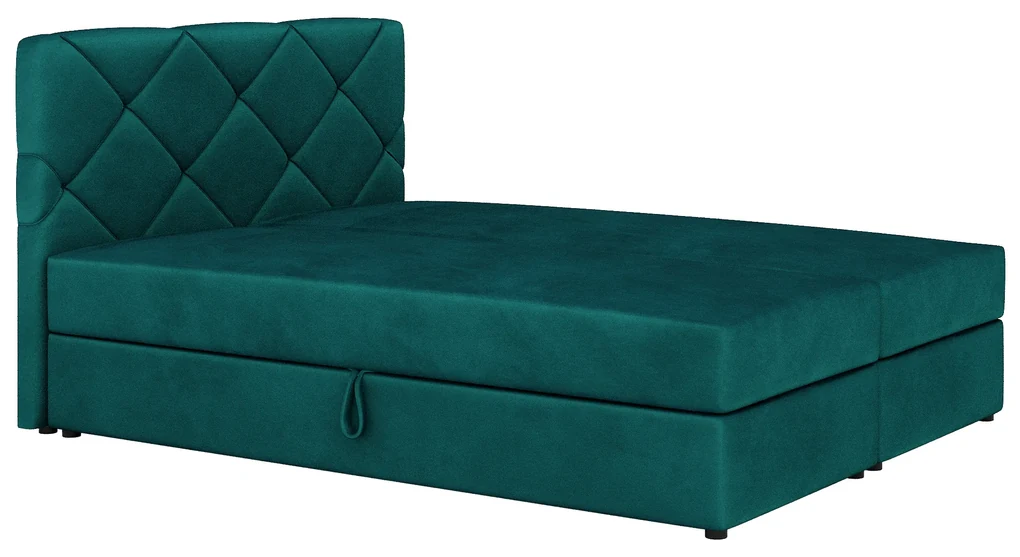 Manželská posteľ Boxspring 180x200 cm Karum Comfort (tmavozelená) (s roštom a matracom). Vlastná spoľahlivá doprava až k Vám domov. 1056043
