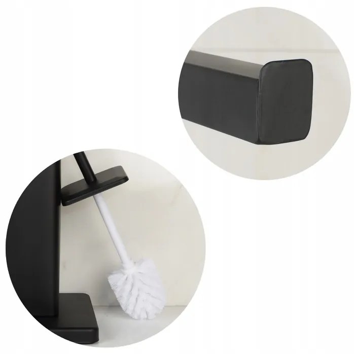 Držiak toaletného papiera s WC štetkou - čierny