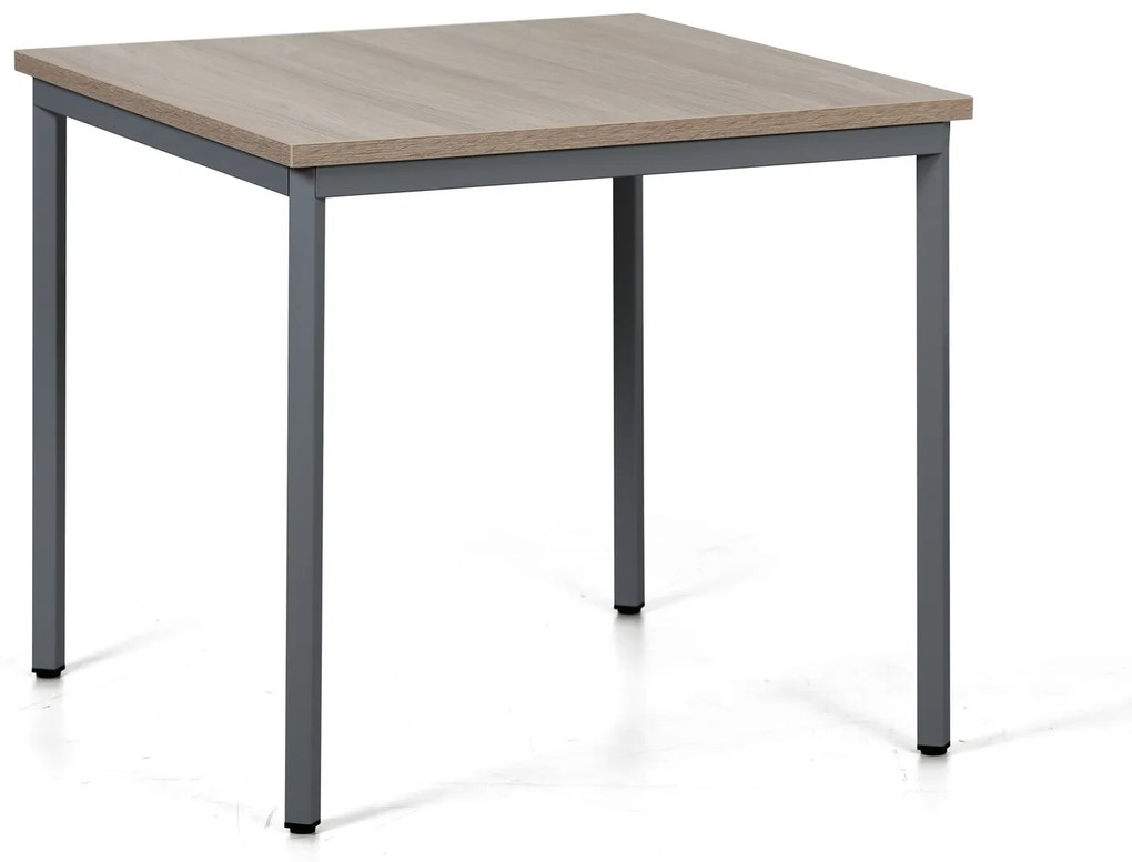 Jedálenský stôl TRIVIA, tmavo sivá podnož, 800 x 800 mm, dub prírodný