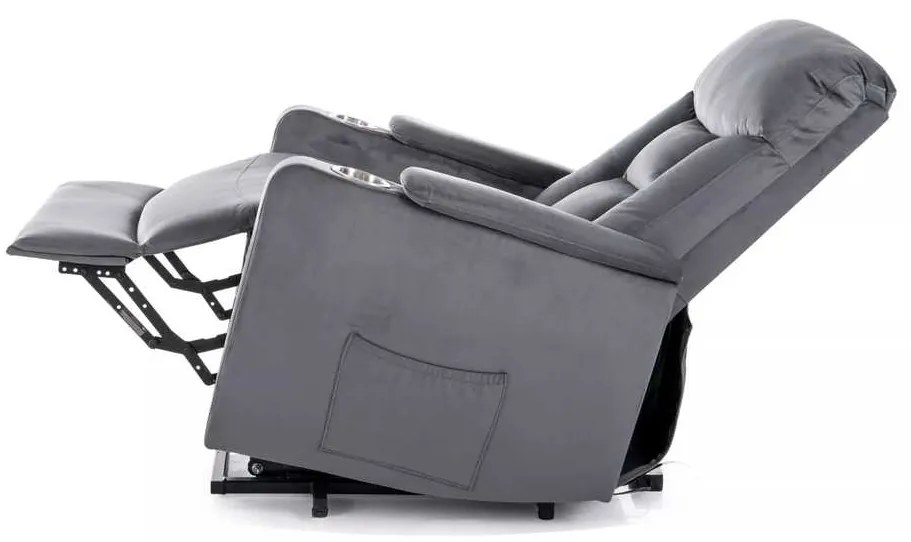 Polohovacie kreslo Berville Velvet, sivá