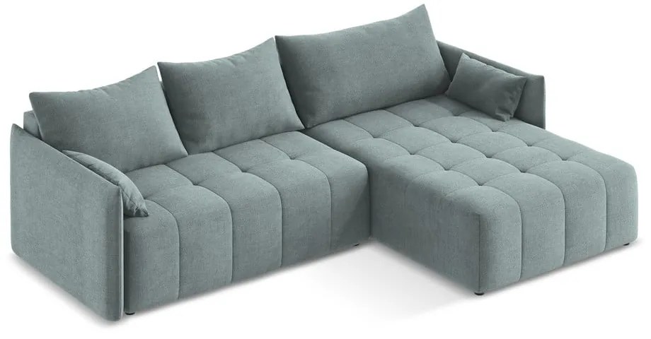 Modrá rozkladacia/s úložným priestorom rohová pohovka (pravý roh/s leňoškou) Moku – Makamii