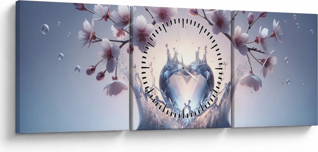 Obraz - Diamantové srdce (s hodinami) (90x30 cm)