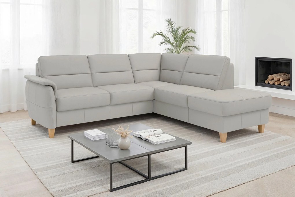 XXXLutz ROHOVÁ SEDAČKA, textil, koža, svetlosivá Sit & More - Sedačky - 00014403324Q