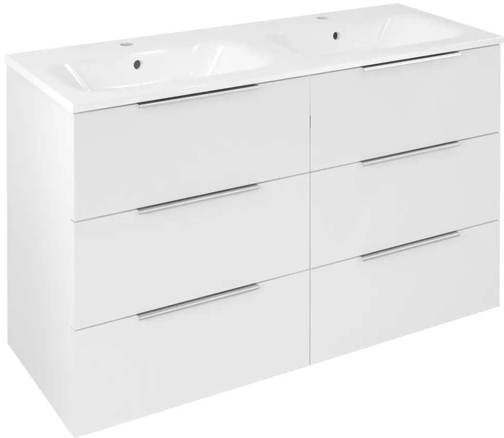 Sapho Sapho, CIRASA umývadlová skrinka 118,4x75x46cm, 3x zásuvka, biela lesk, CR121-3030-31