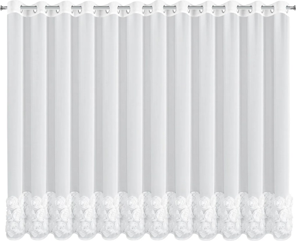 ZÁCLONA NA KRÚŽKOCH EVA MINGE ROSES4 350X160 CM BIELA