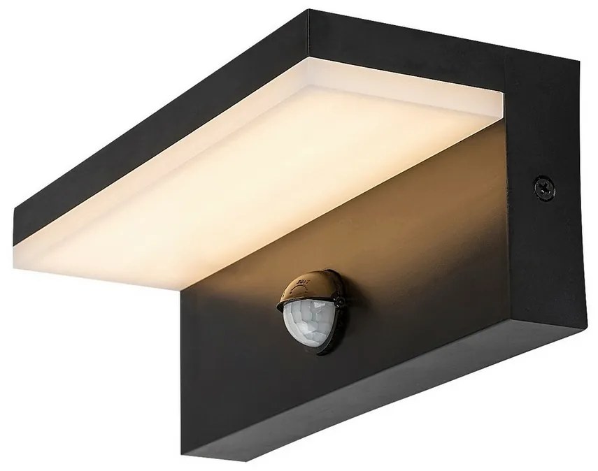 Rabalux 77115 vonkajšie nástenné LED svietidlo Zaragoza, so senzorom, 9W, IP54, čierna