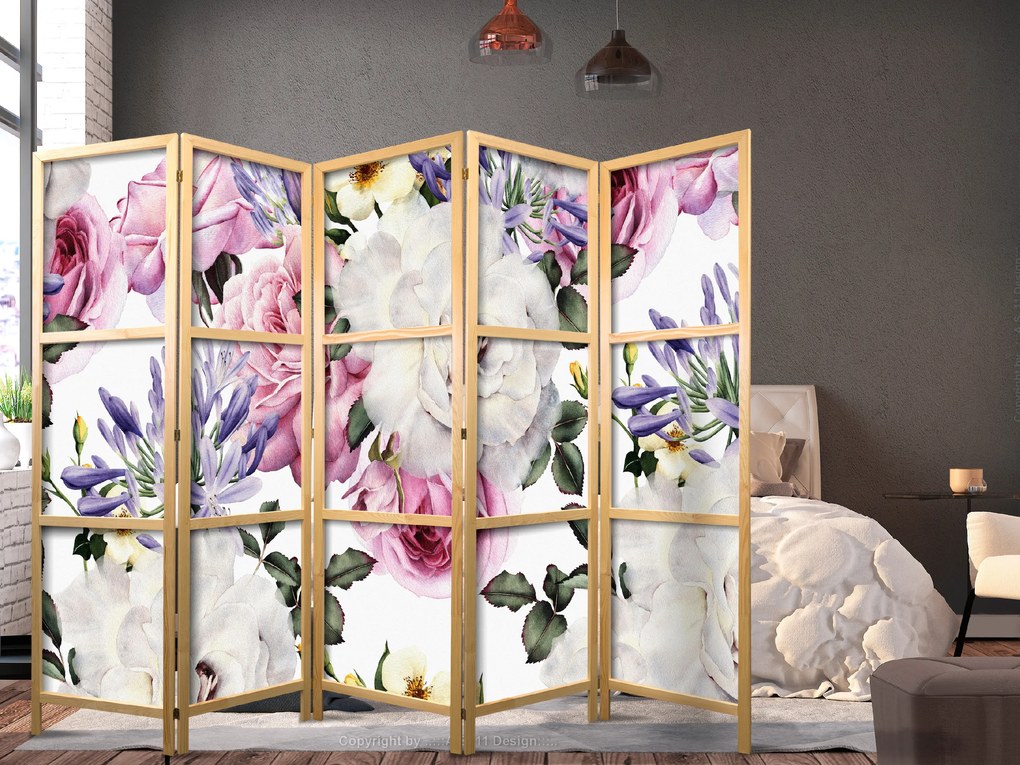 Artgeist Japonský paraván - Floral Glade II [Room Dividers] Japanese Veľkosť: 225x161