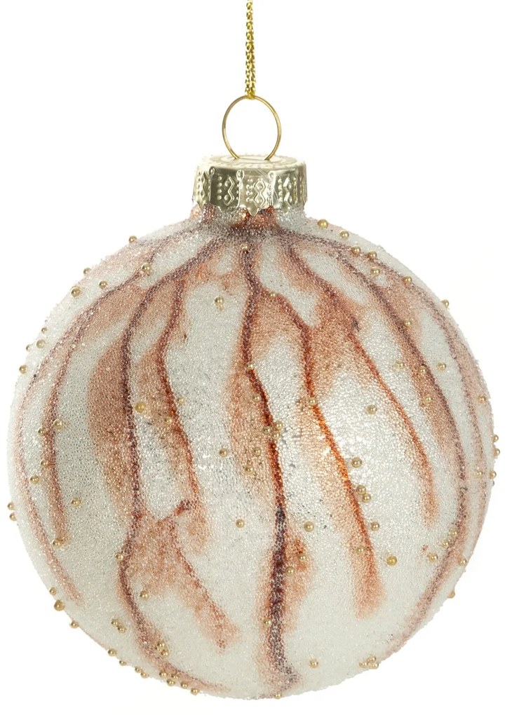 SKLENENÁ VIANOČNÁ BANKA NA STROMČEK SADA 4 KS (FI) 8 CM VZOROVANÁ