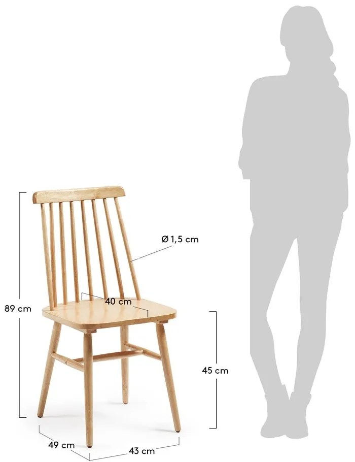 Jedálenské stoličky v súprave 2 ks z kaučukového dreva v prírodnej farbe – Kave Home