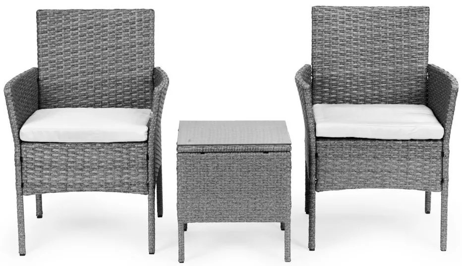 ZÁHRADNÝ SET CONO SLIM ŠEDÝ 2 x STOLIČKA + STOLÍK