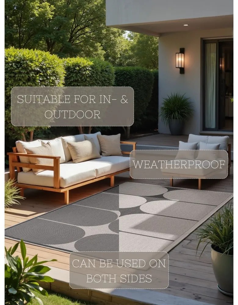 Čierno-biely vnútorný a vonkajší koberec 200x290 cm Duet Bowen – NORTHRUGS