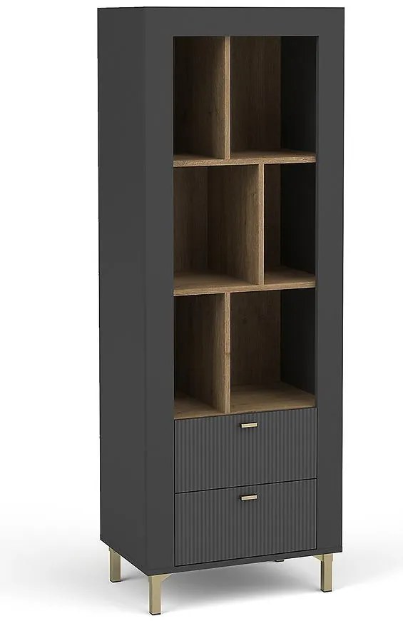 Regál Mossa M04 2S dub whisky/čierna mat