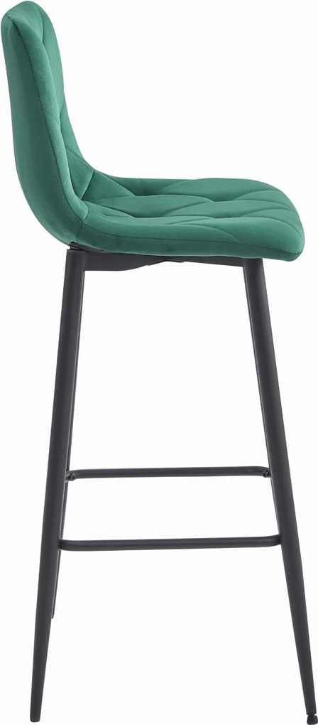 AKCIA Tmavozelená barová stolička NADO VELVET s čiernymi nohami II. akosť