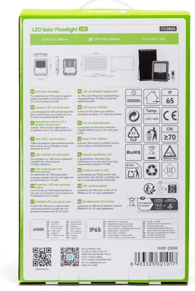 Aigostar - LED Stmievateľný solárny reflektor LED/200W/3,4V IP65 + DO