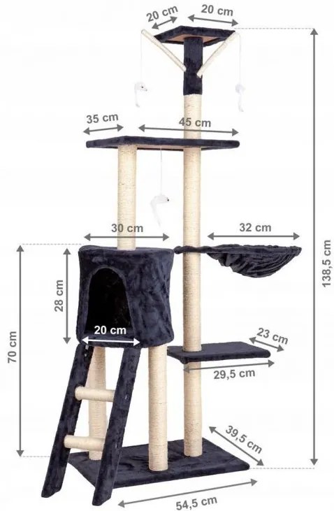 Bestent Škrabadlo/ odpočívadlo pre mačky Nessie 138cm XL