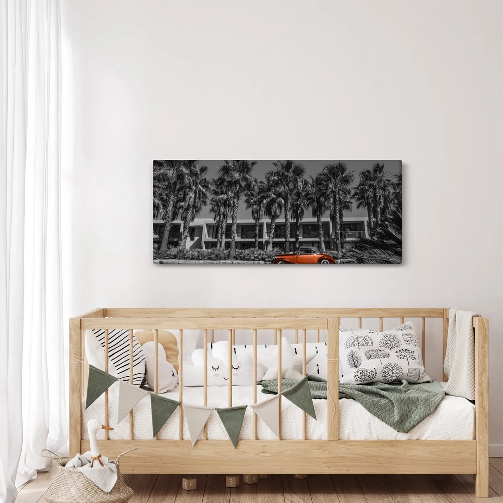 Obraz - Retro červené auto (120x50 cm)
