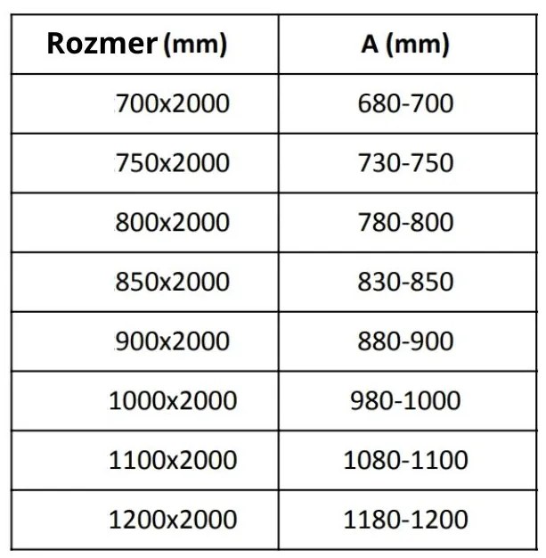 Mexen Velar, sklenená stena ku sprchovej kabíne 120x200 cm, 8mm číre sklo, 870-120-000-00-00