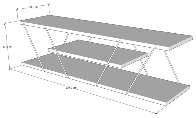 TV stolík CANAZ 120 cm žltý/čierny