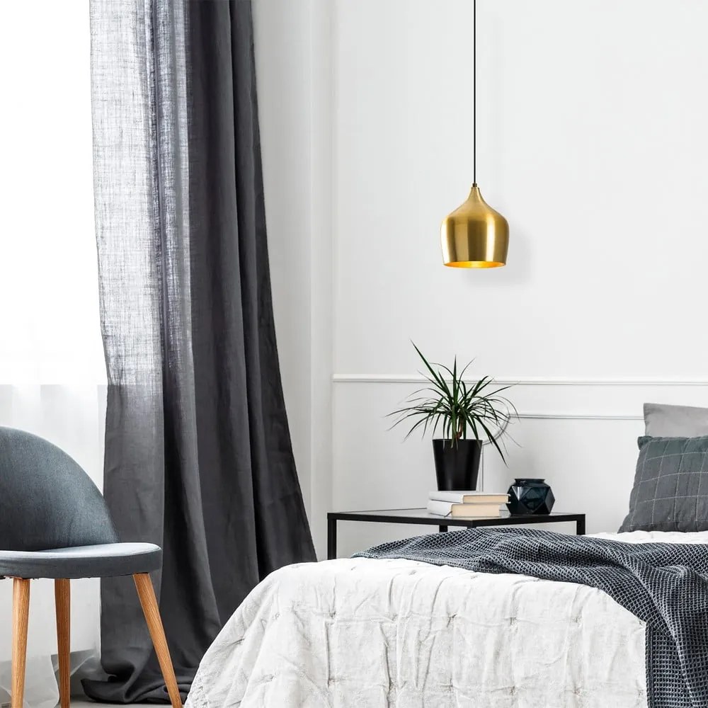 Závesné svietidlo v zlatej farbe s kovovým tienidlom ø 22 cm Dodo – Opviq lights