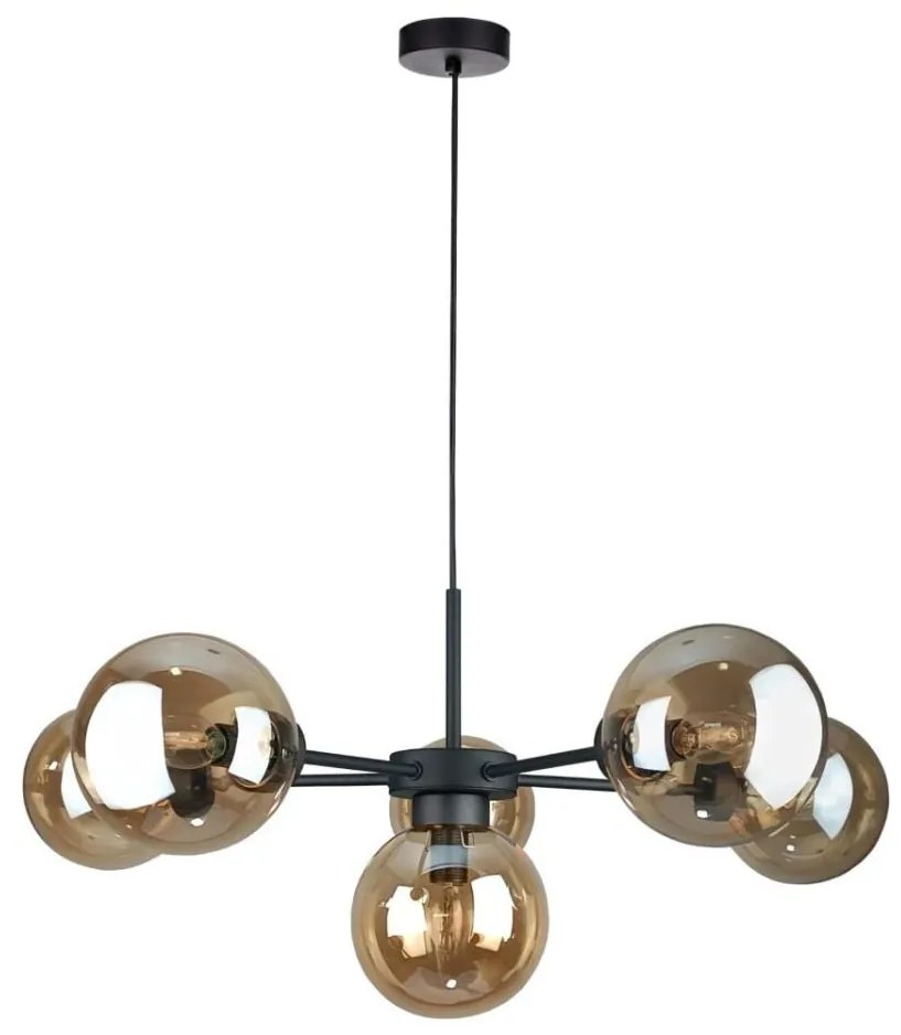 Luster na lanku KALIOPE II 6xE14/50W/230V čierna/dymová béžová