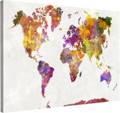 CARO Obraz na plátne - World Map With Colorful Spots 40x30 cm