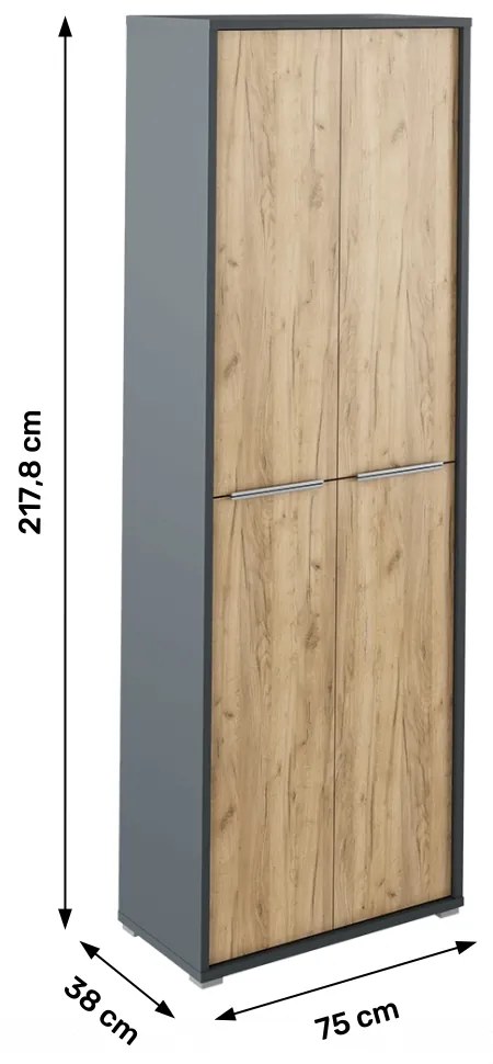Policová skriňa Rioma New Typ 05 - grafit / dub artisan