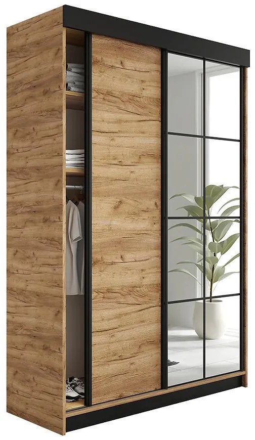 Skriňa Lamaro 138 dub craft zlatý + čierne vložky