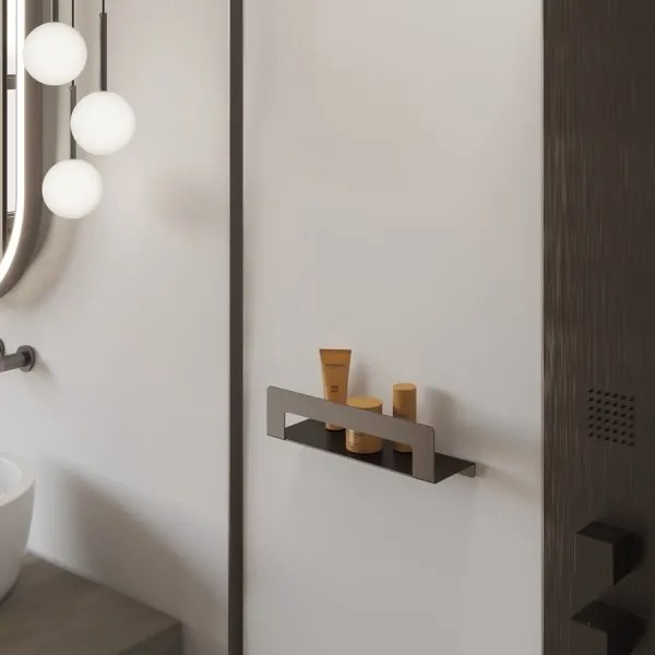 Gedy - Polička s vešiakom na uteráky CLEO 50 cm metalická sivá