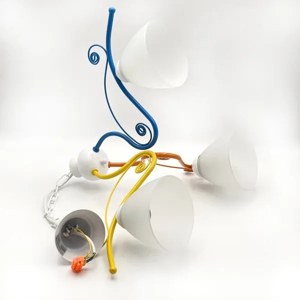 Luster na reťazi RETRO 3xE27/60W/230V biela/pestrofarebná