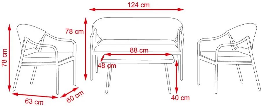 Set záhradného nábytku 4-dielny Avenberg MONACO