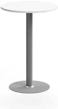 Barový stôl ALVA, Ø700x1000 mm, s kotvením do zeme, HPL, strieborná/biela