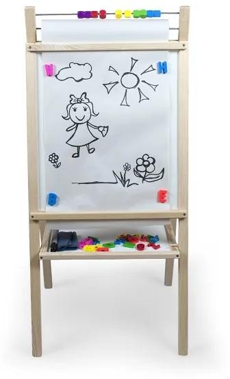Drevená detská magnetická tabuľa s počítadlom a príslušenstvom