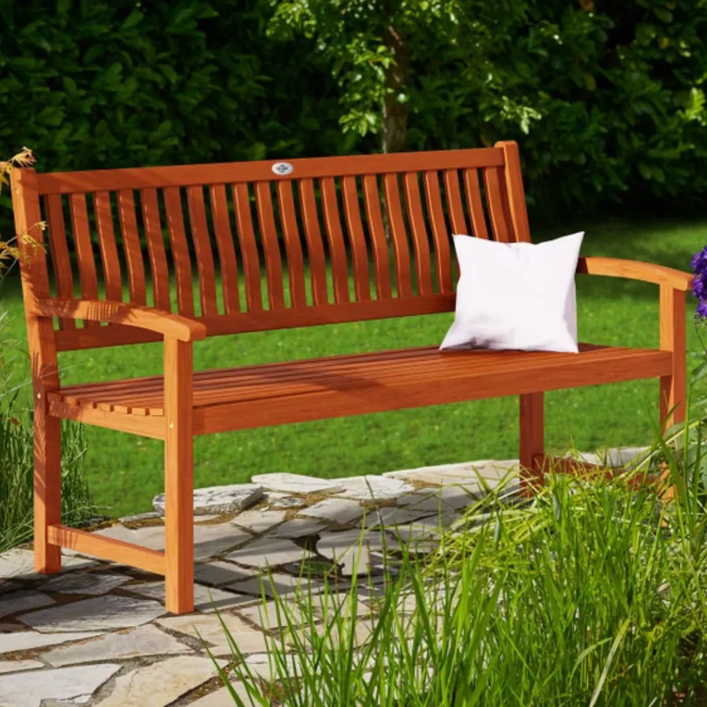 Záhradná lavica MAXIMA, 152x55x90 cm, prírodná hnedá Casaria