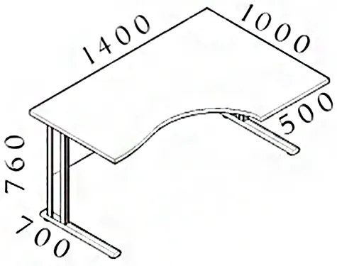 Ergonomický stôl Visio 140 x 100 cm, pravý, čerešňa