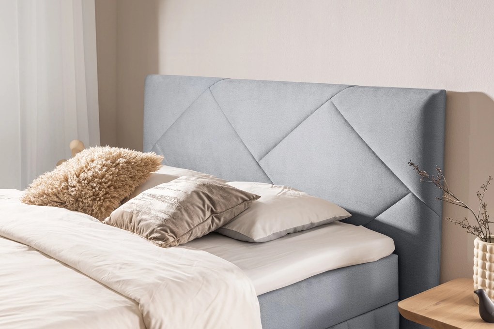 Posteľ Boxspring Wasil 180x200 s úložným priestorom - popolavý hydrofóbny zamat Element 24