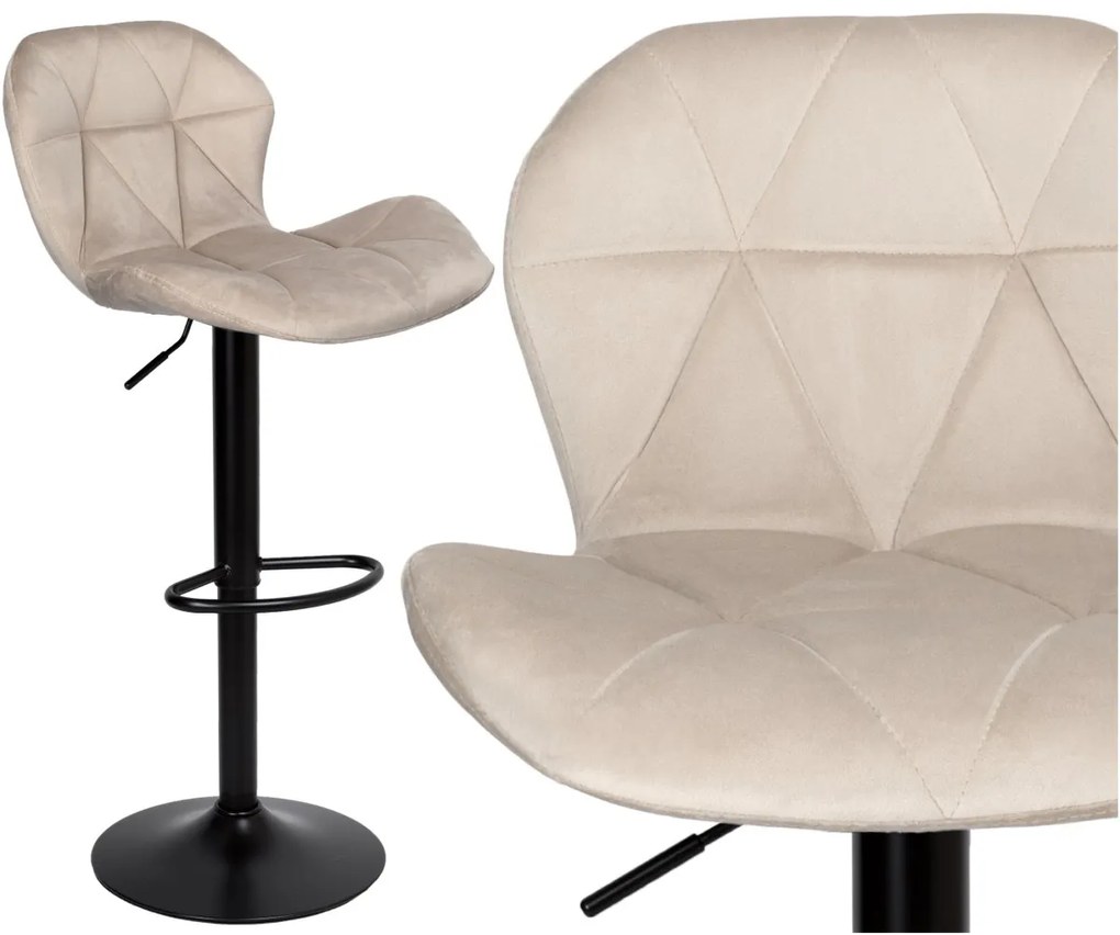 Barová stolička GORDON zamatová béžová/čierna