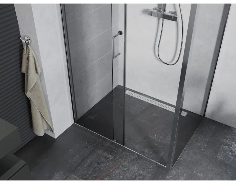 Mexen Apia, sprchový kút s posuvnými dverami 95 (dvere) x 80 (stena) cm, 6mm číre sklo, chrómový profil, 840-095-080-01-00