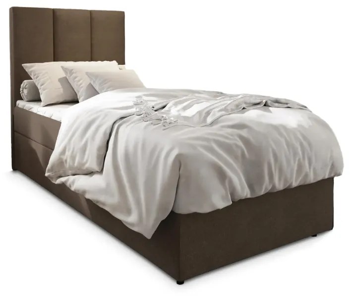 Čalúnená posteľ boxspring MERALIS 100x200 cm hnedá Matrac: Matrac Bonell pružinový