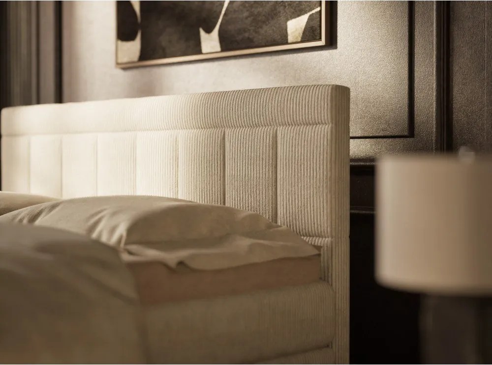 Béžová boxspring posteľ s úložným priestorom 160x200 cm Caya – Maison de Rêve
