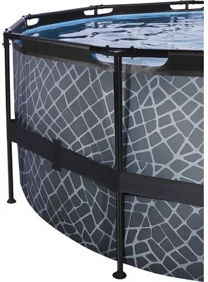 Nadzemný bazén rámový EXIT Stone Pool ø450 x 122 cm design kameň s pieskovou filtráciou a rebríkom