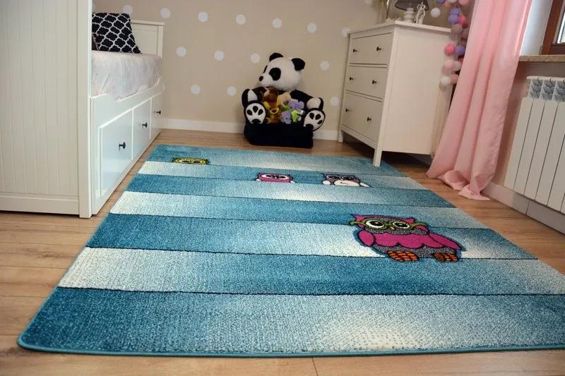 Detský koberec Kids Sovy modrý C412 - 140x190 cm