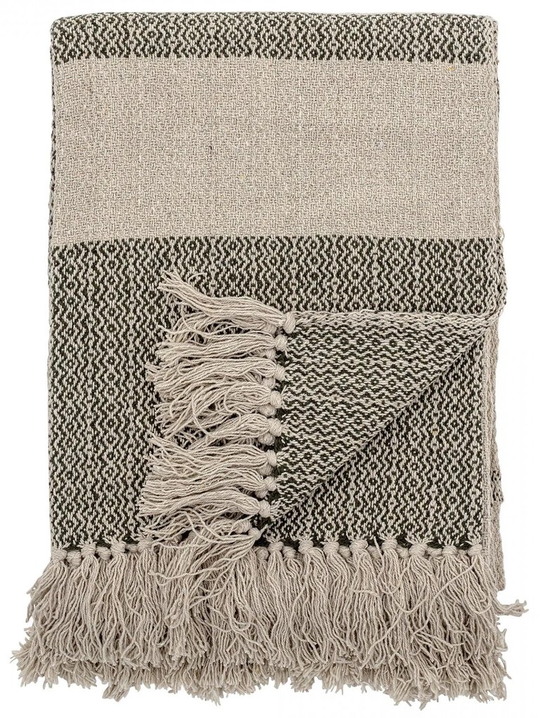 Bloomingville Bavlnený prehoz Green Recycled Cotton 160 × 130 cm