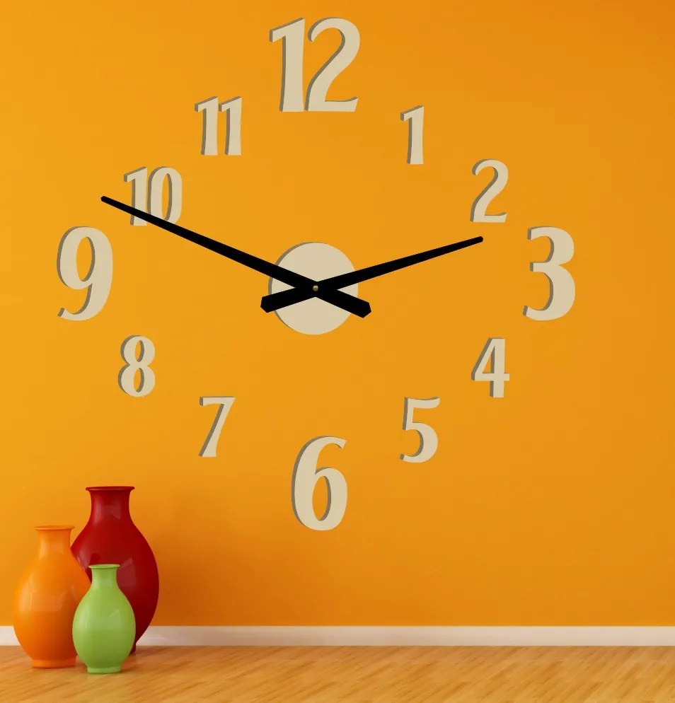 Nalepovacie nástenné hodiny | DAVOS: Čierna Ral 9005 Čierne ručičky 80 cm 3520-24761 12P024-Wall clock HEU-