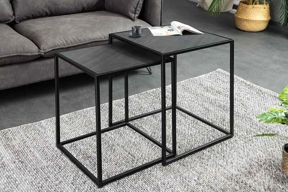 Sada konferenčných stolíkov Quillon 45 cm čierna