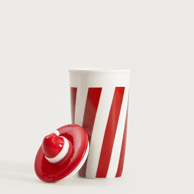 Hrnček HOMBER červený / biely 761188 450 ml